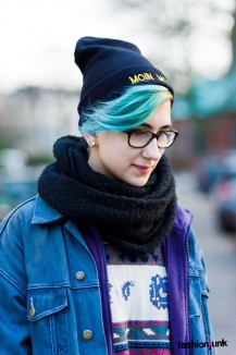 Girl with blue hair